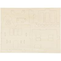 Creativ Company 3d houten constructie set, huis met balkon, afm 15,8x17,5x19,5, 1 stuk - thumbnail