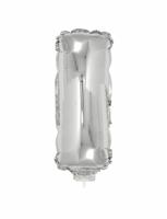 Folieballon zilver letter &apos;I&apos; met rietje - thumbnail