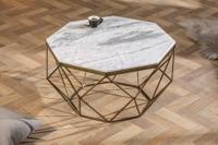 Elegante salontafel DIAMOND 70cm wit messing met marmeren blad - 40393 - thumbnail