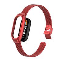 Milanese bandje met case - Rood - Xiaomi Smart Band 8 / 9 / 10 - thumbnail