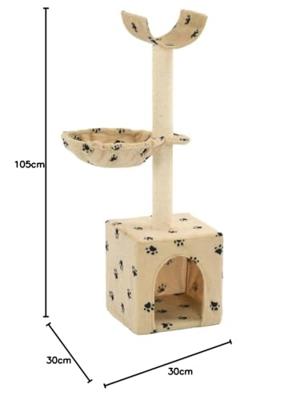 VidaXL Kattenkrabpaal met sisal krabpalen 105 cm pootafdrukken beige VidaXL Kattenkrabpaal met sisal krabpalen 105 cm pootafdrukken beige