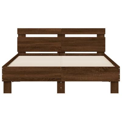 Bedframe met hoofdeinde bewerkt hout bruineikenkleur 120x200 cm - thumbnail
