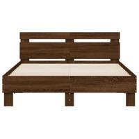 Bedframe met hoofdeinde bruin eikenkleur 135x190 cm - thumbnail