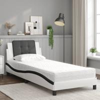 Bedframe zonder matras "Zadar" kunstleer wit en zwart 100x200 cm - thumbnail