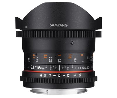 SAMYANG 13012T3.1N 12 mm T3.1 VDSLR ED AS NCS lens voor aansluiting fisheye Nikon zwart