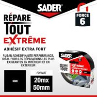 Extra sterke lijm - SADER - Repareert alle extreme situaties - Binnen & Buiten - Alle oppervlakken - Zwart - Gemakkelijk te snijden - 20 m x 50 mm - thumbnail