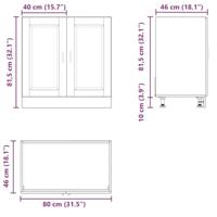 Spoelbakonderkast Porto 80x46x81,5cm bewerkt hout hoogglans wit - thumbnail