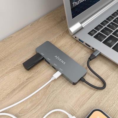 AISENS HUB USB 3.2 GEN2 10G USB-C/M-2XUSB-C/H-2XUSB-A/H 15CM GRAU
