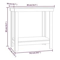 werkbank 80x50x80 cm massief grenenhout zwart - thumbnail