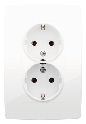 Niko Original stopcontact 2 voudig met randaarde voor compactdozen wit