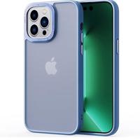 Lunso - iPhone 15 - Back cover hoesje - Metalen ring Lichtblauw - thumbnail