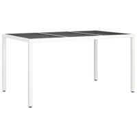 Tuintafel 150x90x75 cm gehard glas en poly rattan wit - thumbnail