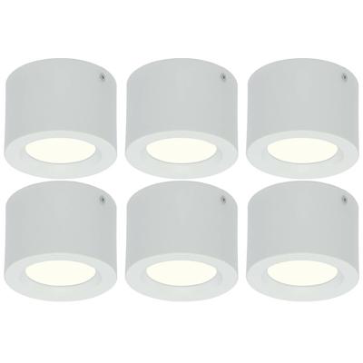 LED Downlight 6 Pack - Opbouw Rond Hoog 5W - Natuurlijk Wit 4200K - Mat Wit Aluminium - Ø105mm