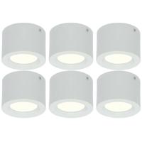 LED Downlight 6 Pack - Opbouw Rond Hoog 5W - Natuurlijk Wit 4200K - Mat Wit Aluminium - Ø105mm - thumbnail