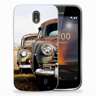 Nokia 1 | Siliconen hoesje | met foto Vintage Auto