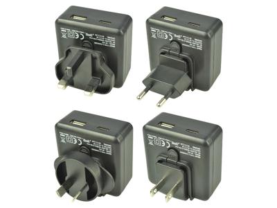 DR6003A - Wereld oplader - USB type-C, USB type-A - 5.4A - zwart DR6003A - Wereld oplader - USB type-C, USB type-A - 5.4A - zwart