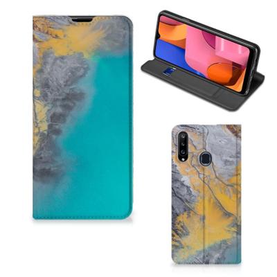 Samsung Galaxy A20s | Standcase | Marble Blue Gold Samsung Galaxy A20s | Standcase | Marble Blue Gold