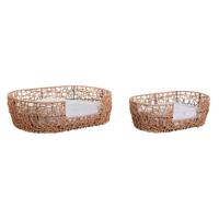 Home ESPRIT Huisdierenbed, wit, lichtbruin, metaal, polyrotan, 50 x 35 x 14 cm (2 stuks) - thumbnail