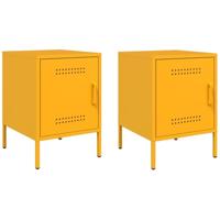 Nachtkastjes 2 st 36x39x50,5 cm staal mosterdgeel - thumbnail