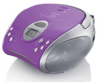 Lenco SCD-24 Radio CD-speler SCD-24 draagbare stereo FM-radio met CD-speler en telescopische antenne, Paars - thumbnail
