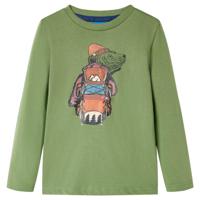 Kindershirt met lange mouwen berenprint 116 lichtkakikleurig - thumbnail