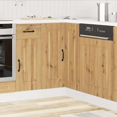Hoekkeukenonderkast Kalmar bewerkt hout artisanaal eikenkleur