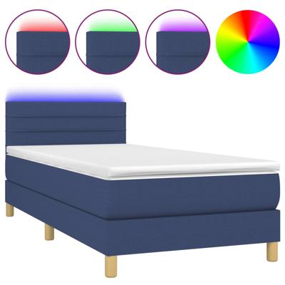 Boxspring met matras en LED stof blauw 120x200 cm - thumbnail