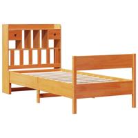 Bed met boekenkast zonder matras grenenhout wasbruin 75x190 cm - thumbnail
