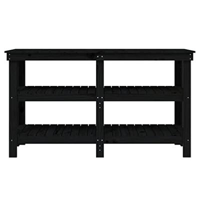 VidaXL Werkbank 142,5x50x80 cm massief grenenhout zwart VidaXL Werkbank 142,5x50x80 cm massief grenenhout zwart