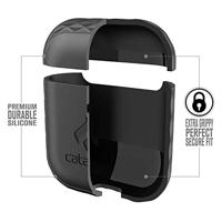 Catalyst Lanyard Case voor AirPods 1 en 2 - Siliconen hoes voor AirPods-case, inclusief koord, hoogglanzende oppervlakteafwerking met extra grip, compatibel met draadloos opladen - Stealth-zwart - thumbnail