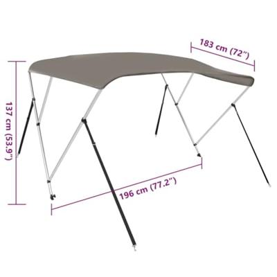 VidaXL Biminitop 3 bogen 183x196x137 cm grijs VidaXL Biminitop 3 bogen 183x196x137 cm grijs