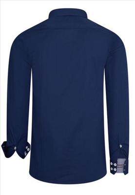 Italian Style - Heren Overhemd - Dubbele Knopen - Marine - Style-Italy