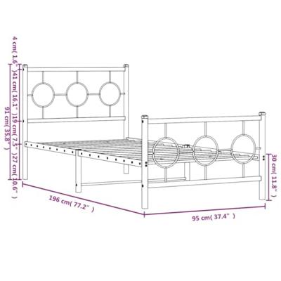 Bedframe met hoofd- en voeteneinde metaal wit 90x190 cm Bedframe met hoofd- en voeteneinde metaal wit 90x190 cm