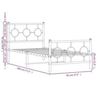 Bedframe met hoofd- en voeteneinde metaal wit 90x190 cm - thumbnail