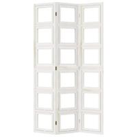 Kamerscherm met 3 panelen massief paulowniahout wit - thumbnail