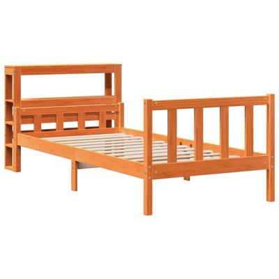 Bedframe met hoofdbord massief grenenhout wasbruin 150x200 cm