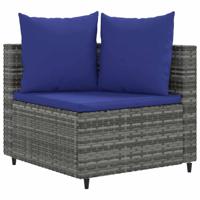 6-delige Loungeset met kussens poly rattan grijs - thumbnail