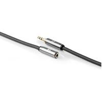 Stereo-Audiokabel | 3,5 mm Male - 3,5 mm Female | Gun Metal Grey | Gevlochten Kabel - thumbnail
