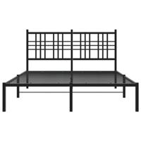 Bedframe met hoofdbord metaal zwart 120x190 cm - thumbnail