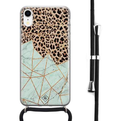 iPhone XR hoesje met koord - Luipaard marmer mint iPhone XR hoesje met koord - Luipaard marmer mint