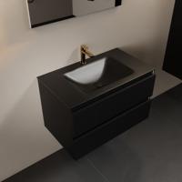 MONDIAZ AIVY 80cm badmeubel Urban, wastafel Urban solid surface midden 1 kraangat met spiegel (AI-351171URBAN-SI - AI-M80URMI - AI-S80X70) - thumbnail