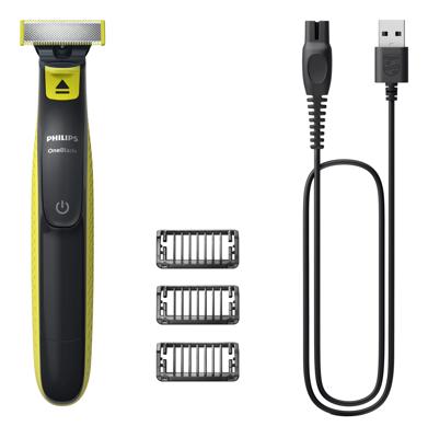 Philips OneBlade Baardtrimmer, Tondeuse, Bodygroomer, Precisietrimmer, Scheerapparaat Afspoelbaar, USB-laadfunctie Lime Green, Grijs