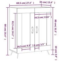 Dressoir 69,5x34x90 cm bewerkt hout wit - thumbnail