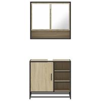 2-delige Badkamermeubelset bewerkt hout sonoma eikenkleurig - thumbnail