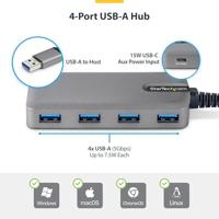Hub USB Startech 5G4AC-USB-A-HUB Grijs - thumbnail