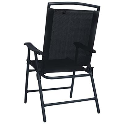 Tuinstoelen inklapbaar 2 st textileen zwart - thumbnail