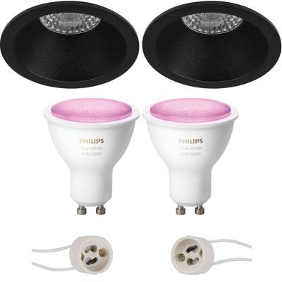 Philips Hue LED Inbouwspot Rond Mat Zwart Ø82mm Bluetooth GU10
