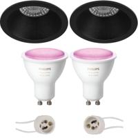 Philips Hue LED Inbouwspot Rond Mat Zwart Ø82mm Bluetooth GU10 - thumbnail