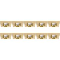 Vierkante GU10 Inbouwspots - 10 Pack - Kantelbaar - Goud Aluminium - 92mm - thumbnail
