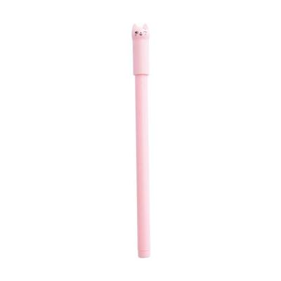 10 stuks kat vorm kunststof zwarte inkt gel pen 0.5 mm cartoon pennen (roze)